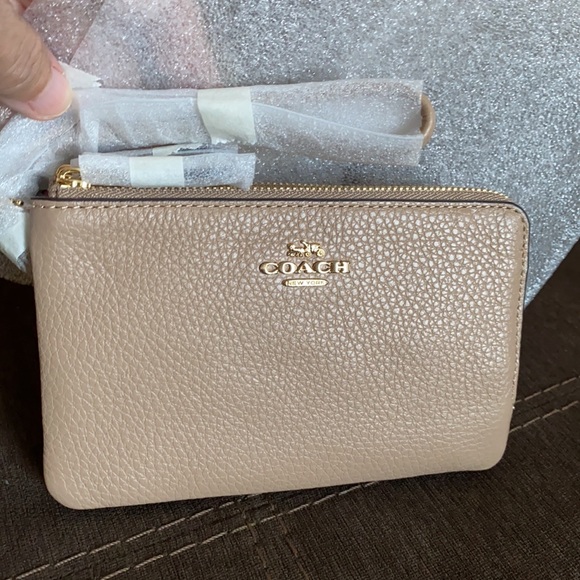 Coach Double corner zip wristlet in pebble leather - Picture 5 of 11